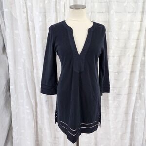J Crew Mini Dress Tunic Black Preppy Coastal  Vacation Quiet Luxury Size Small